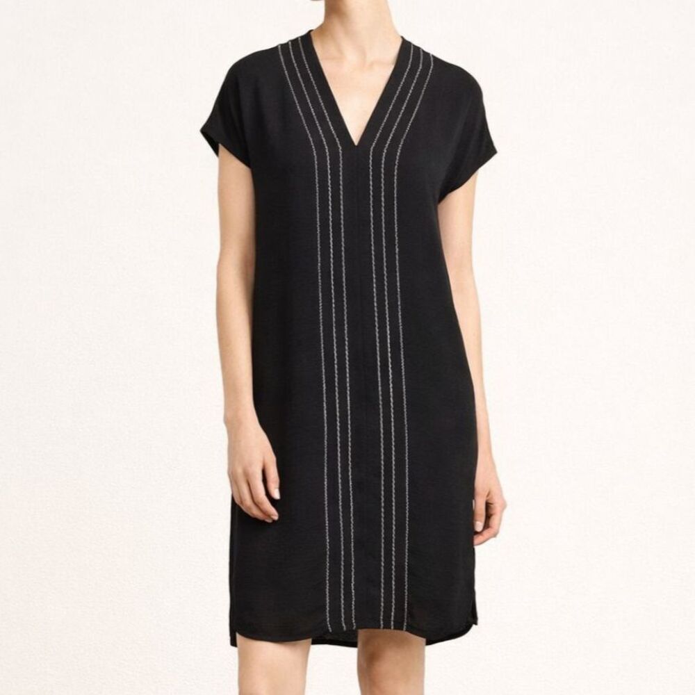 Vince V-Neck Embroidered T-Shirt Dress Size 6